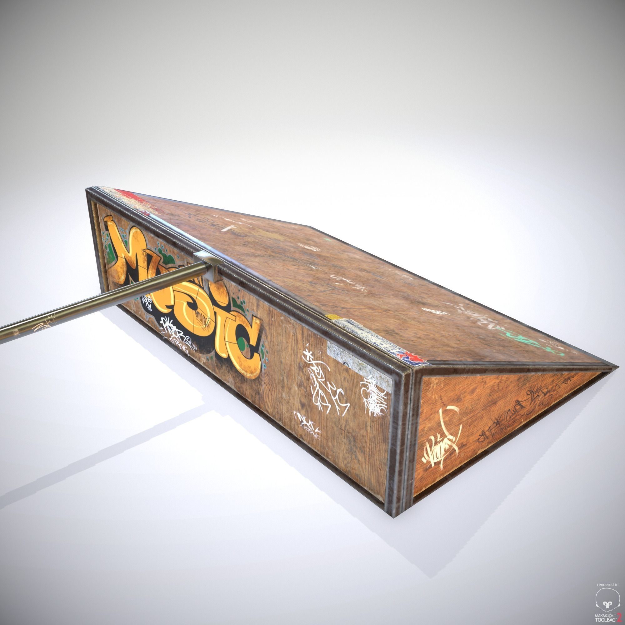 Small sk8 Ramp PBR Textures Low-poly 3D model_4