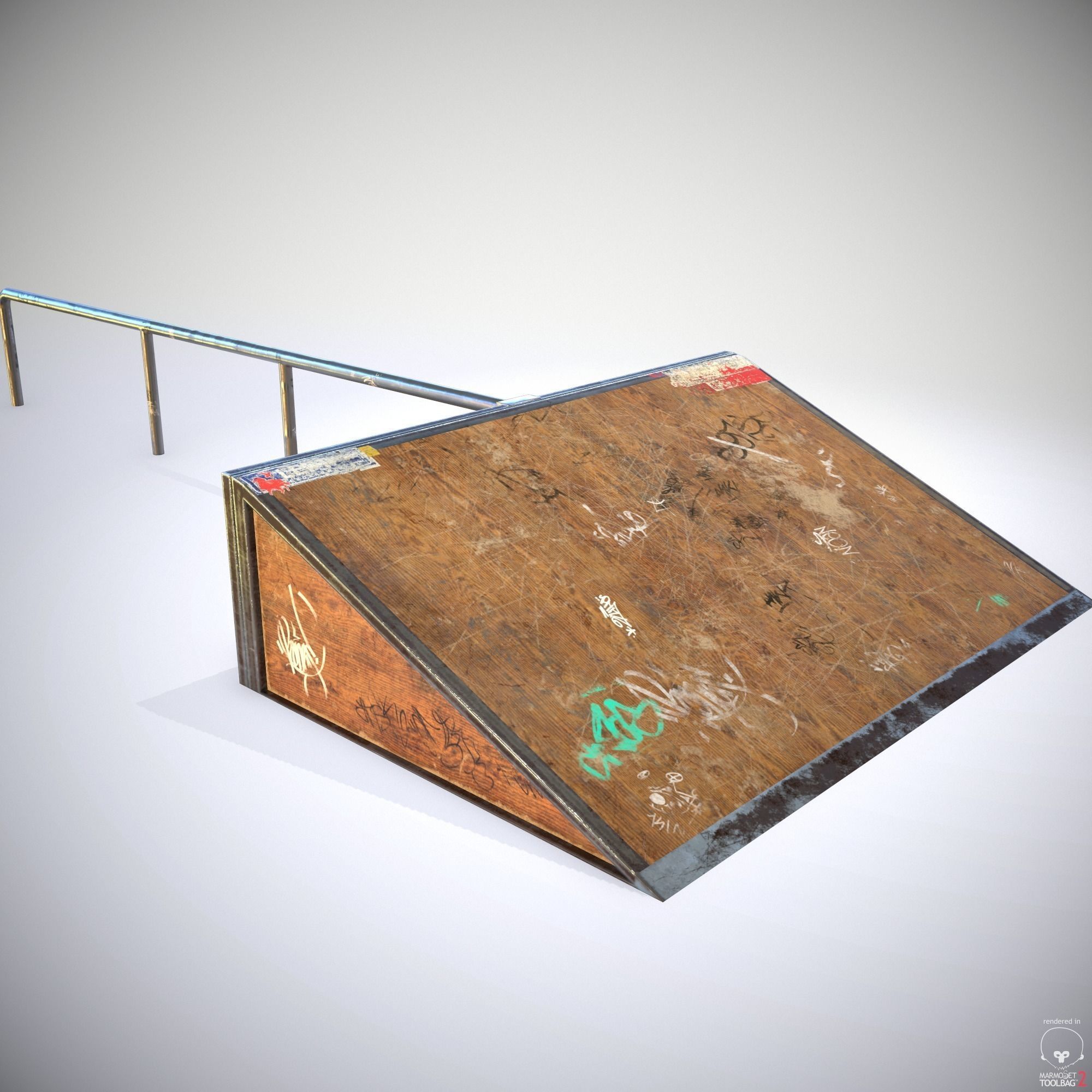 Small sk8 Ramp PBR Textures Low-poly 3D model_3