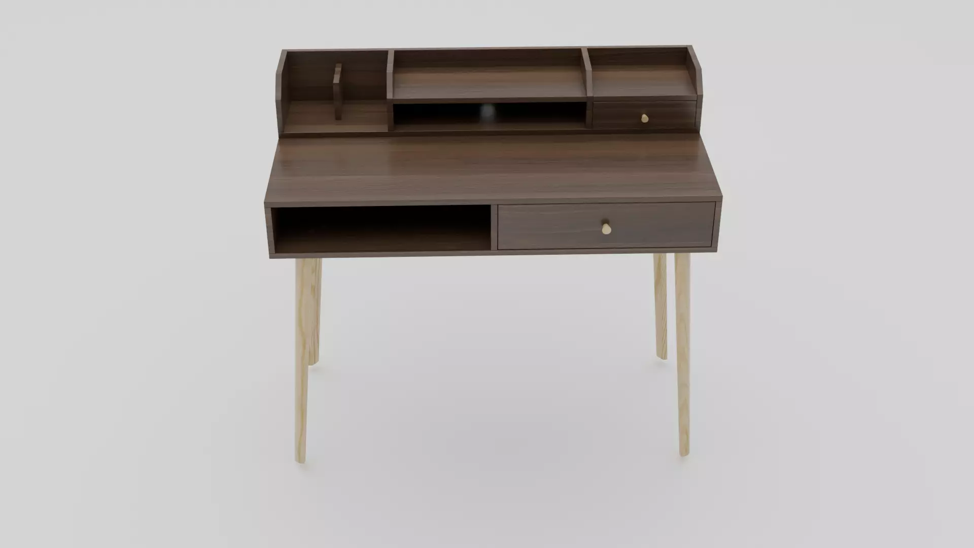 Wooden Computer table Low-poly 3D model