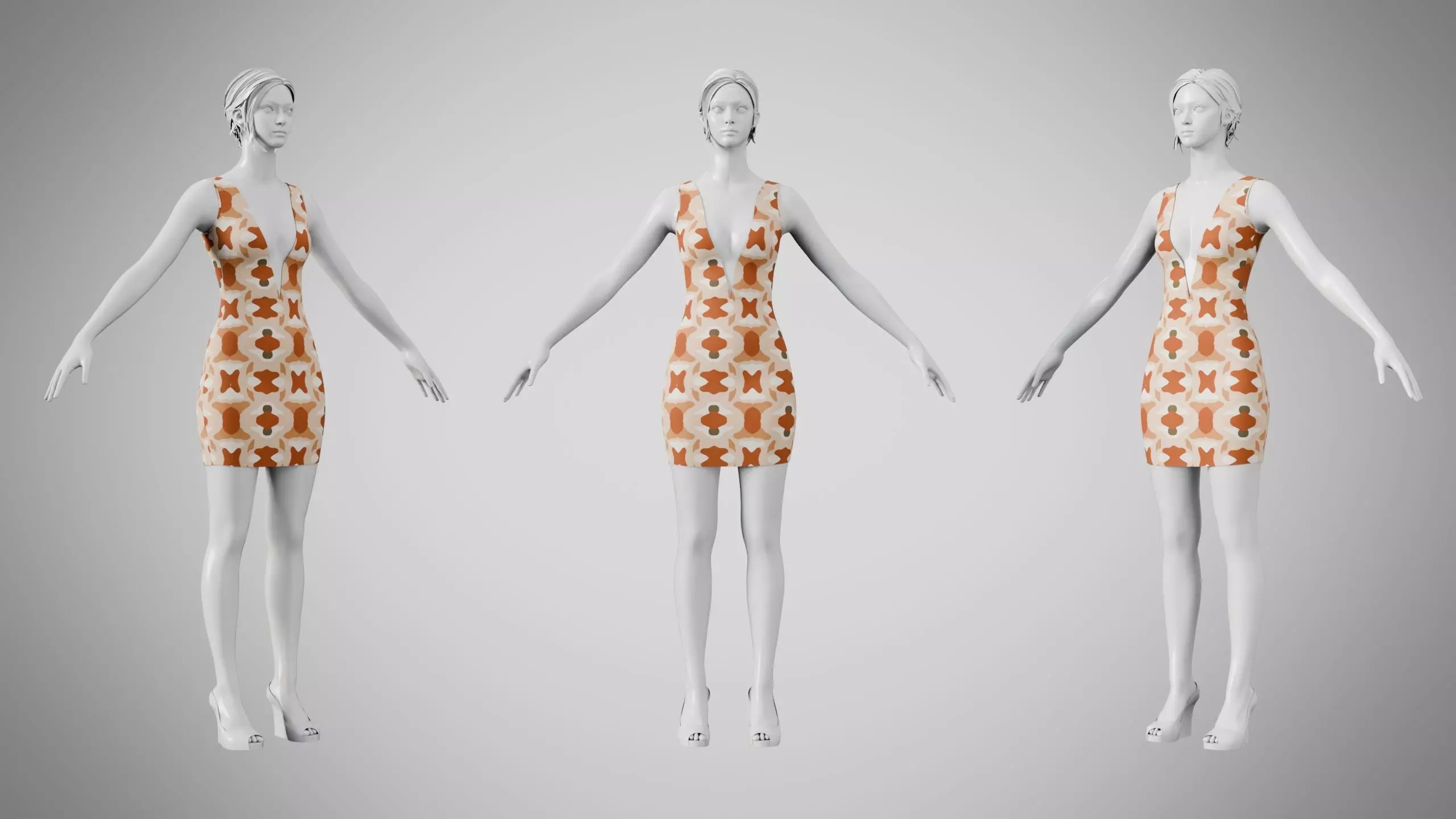 Dress 34 Warm Geometric Organic Low-poly 3D model