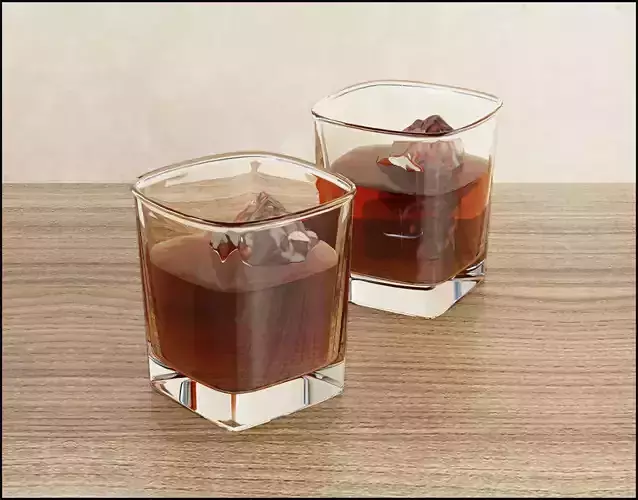 Whiskey glass with ice