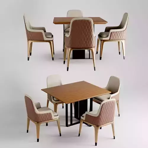 Dining Table and Chair 3D Model Low-poly 3D model