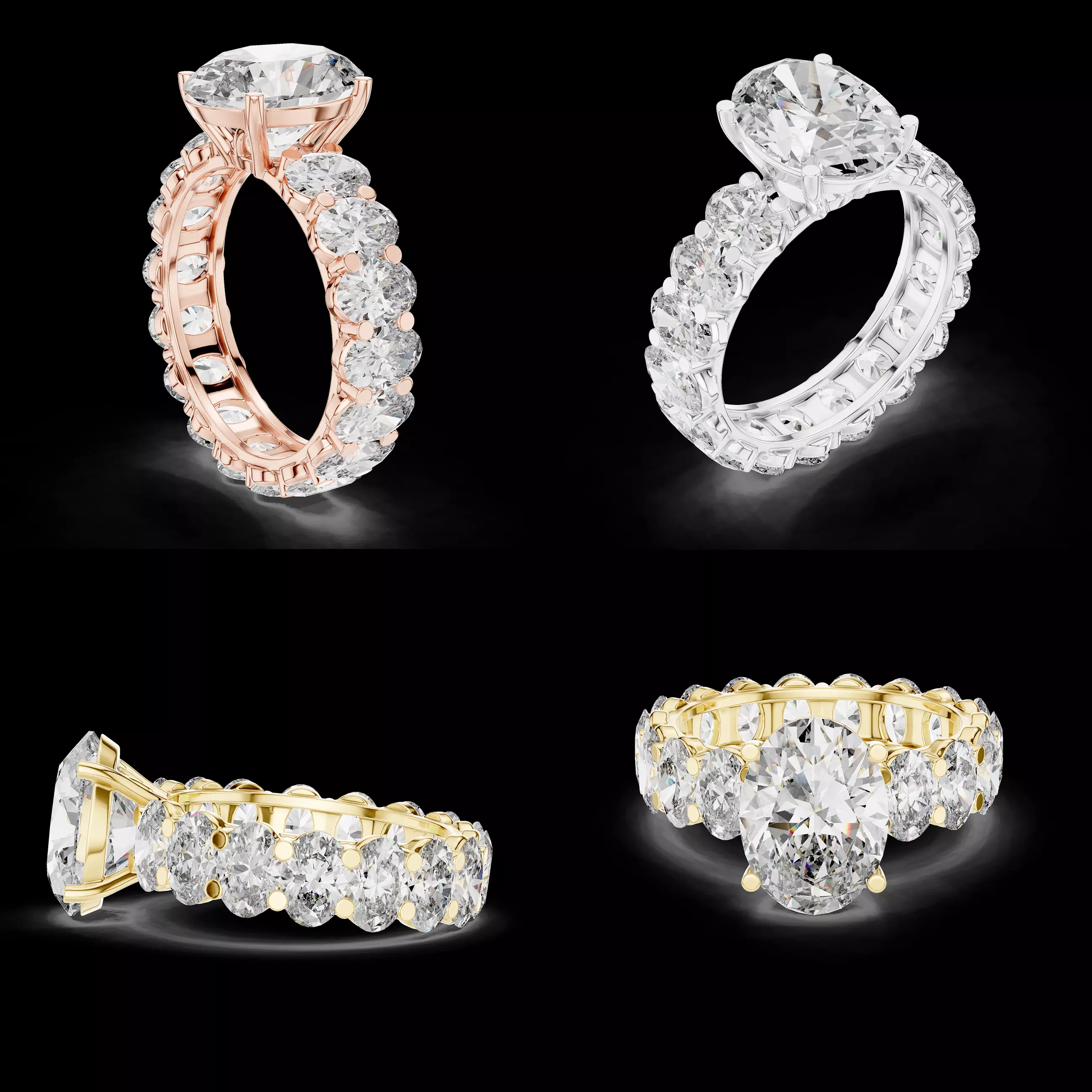 Full Eternity Diamond Band with Solitaire Engagement Ring CAD 3D print model