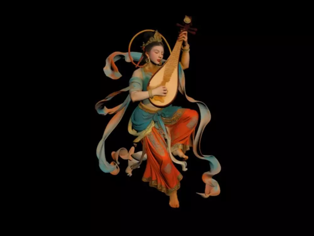 Dunhuang Feitian flying goddess pipa 3D model