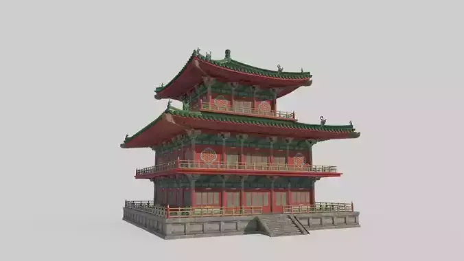Asian Ancient Architectural Palace Library 3D model