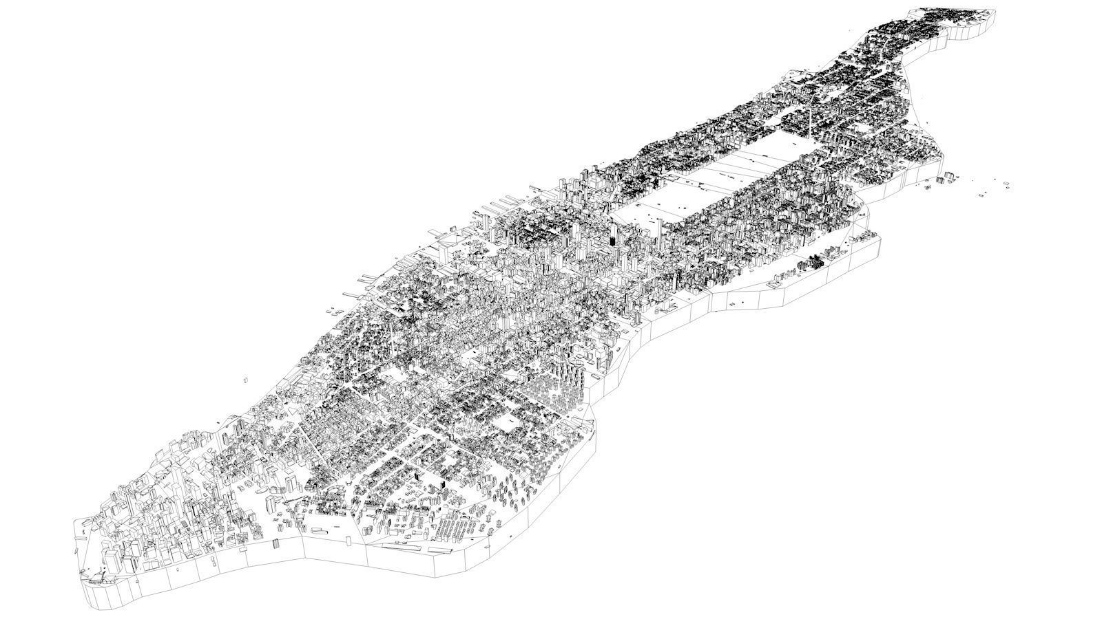 New York City Manhattan Island Streets and Buildings Low-poly 3D model_6