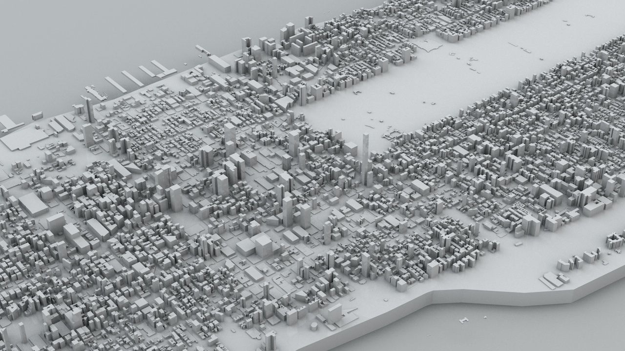 New York City Manhattan Island Streets and Buildings Low-poly 3D model_7