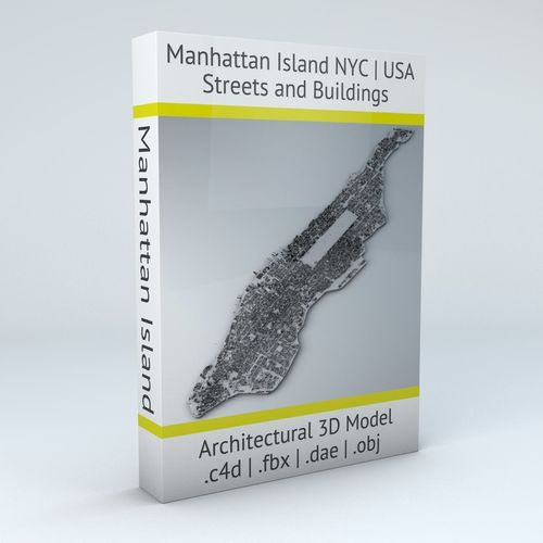 New York City Manhattan Island Streets and Buildings Low-poly 3D model