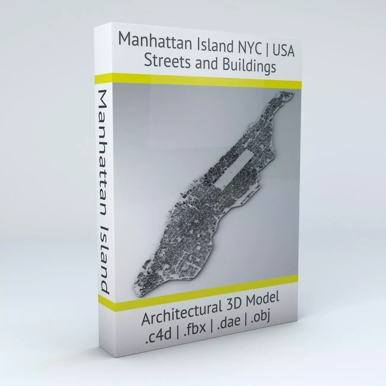New York City Manhattan Island Streets and Buildings Low-poly 3D model_0