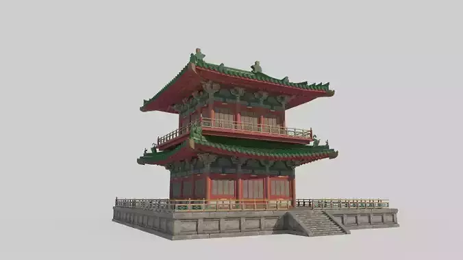 Asian ancient architecture palace attic 3D model