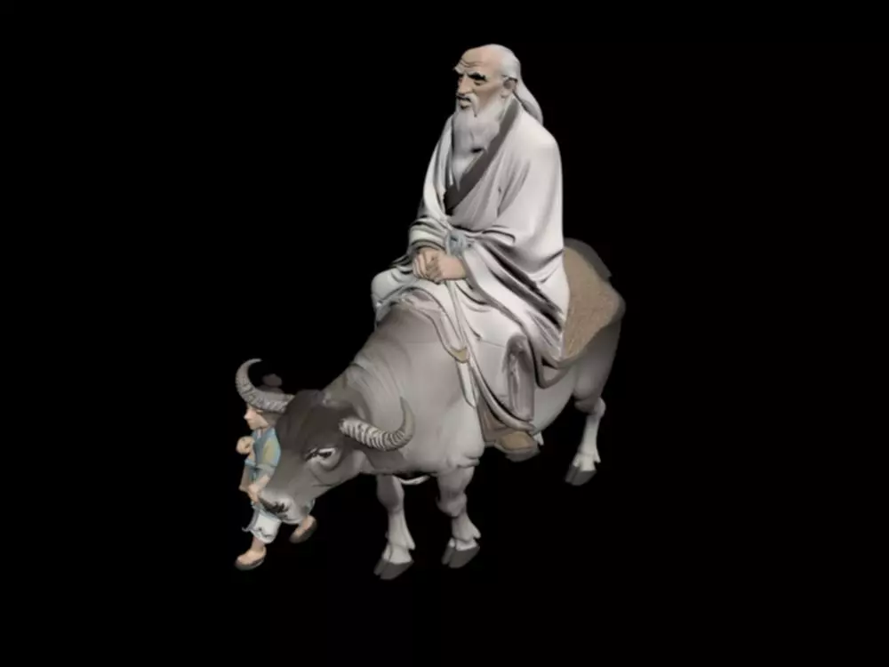Confucius Way Traveling Map Shepherd Boy Buffalo 3D model