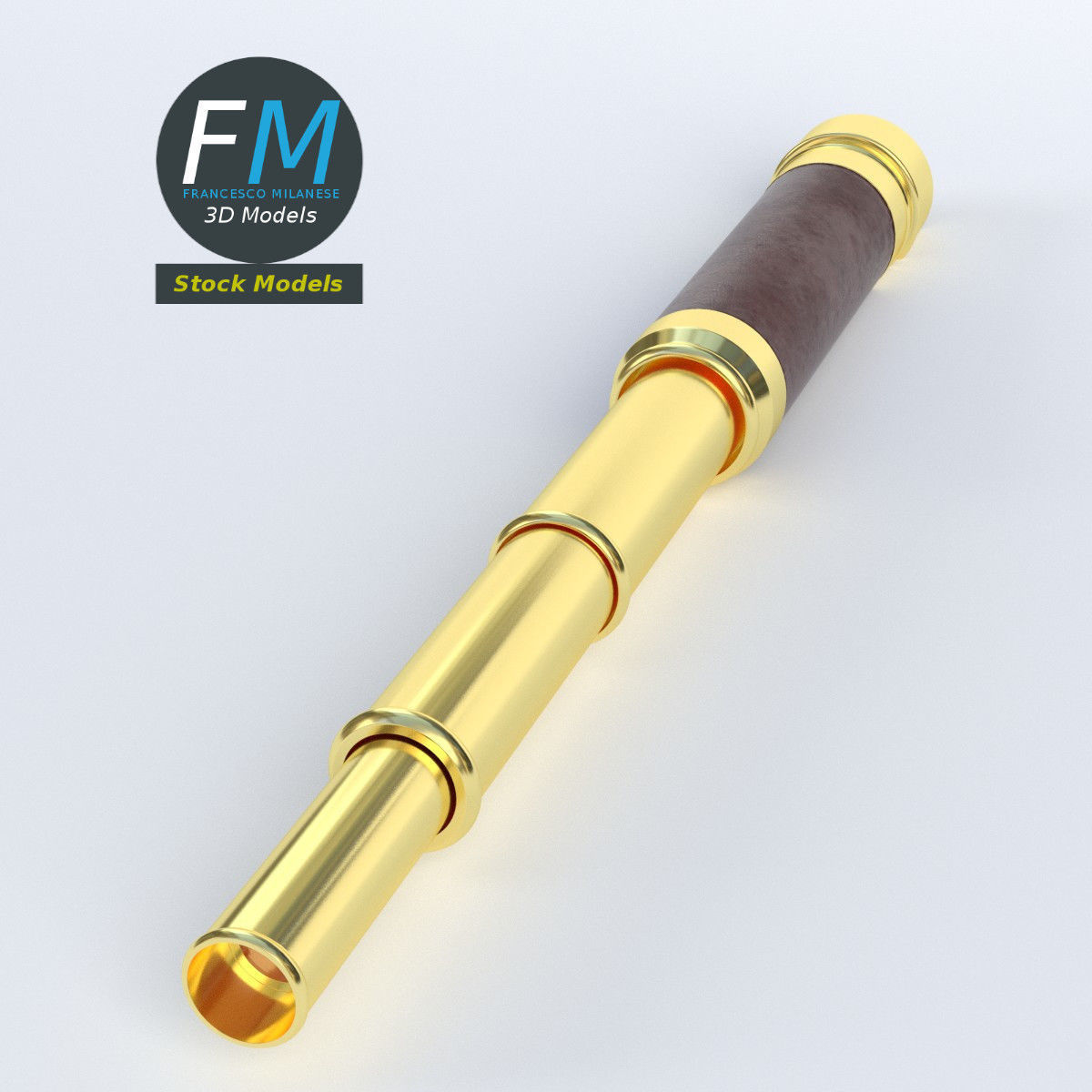 Spyglass telescope 3D model_2