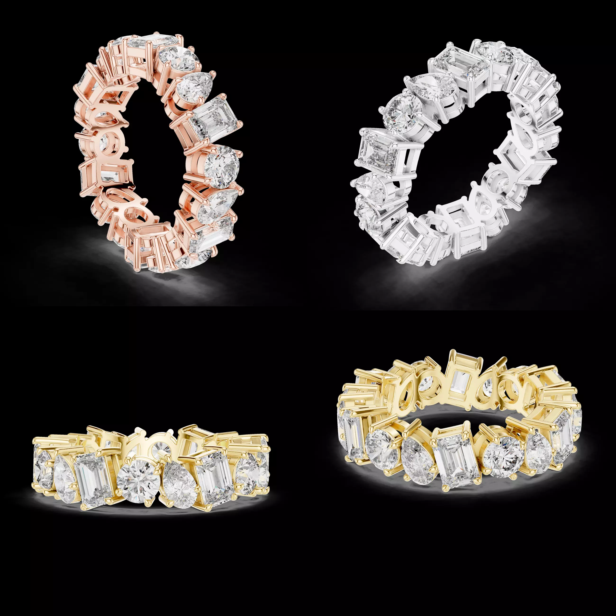 Mixed Cut Diamond Eternity Band Ring Jewellery CAD Model 3D print model