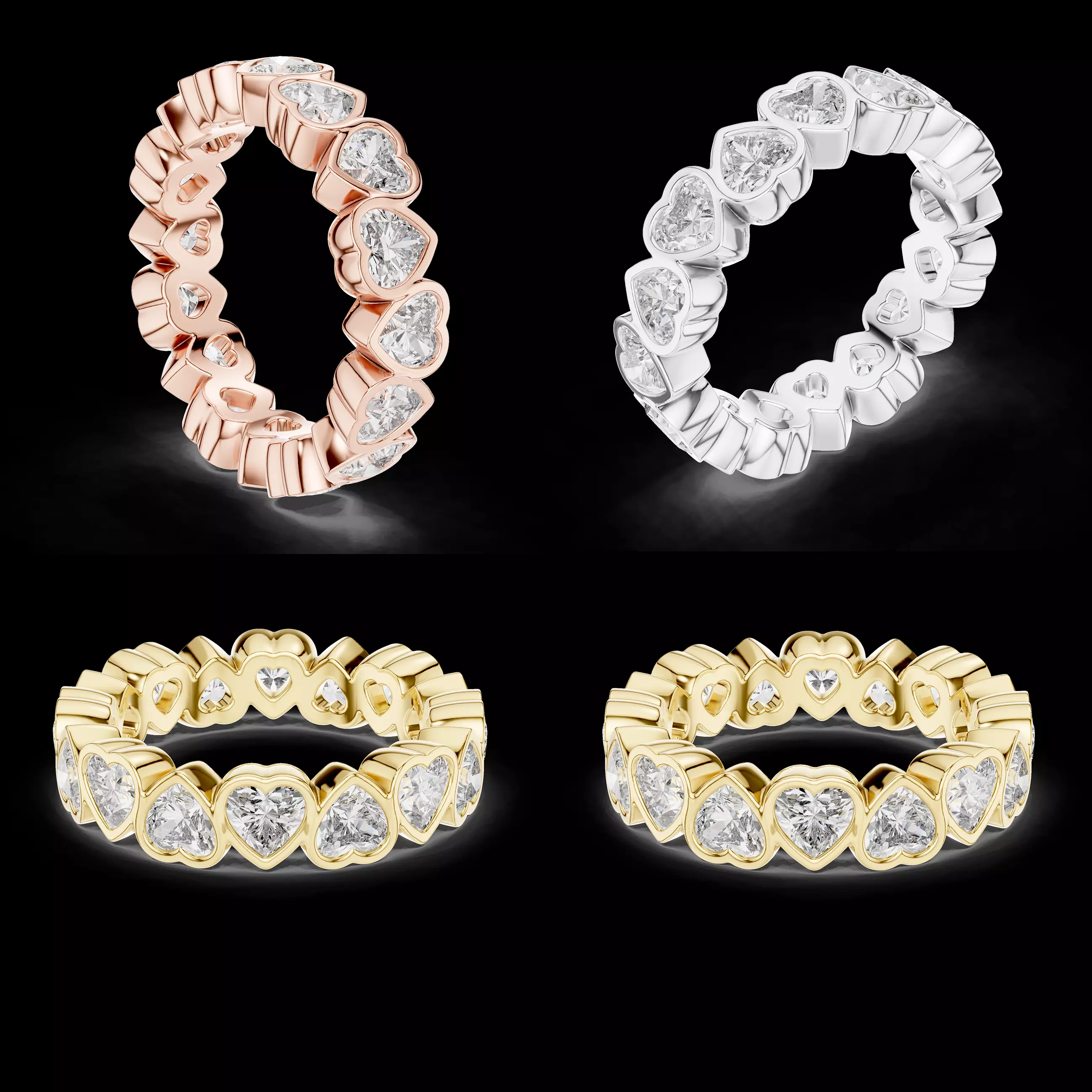 Heart Shape Bezel Eternity Band Ring Jewellery CAD Model 3D print model