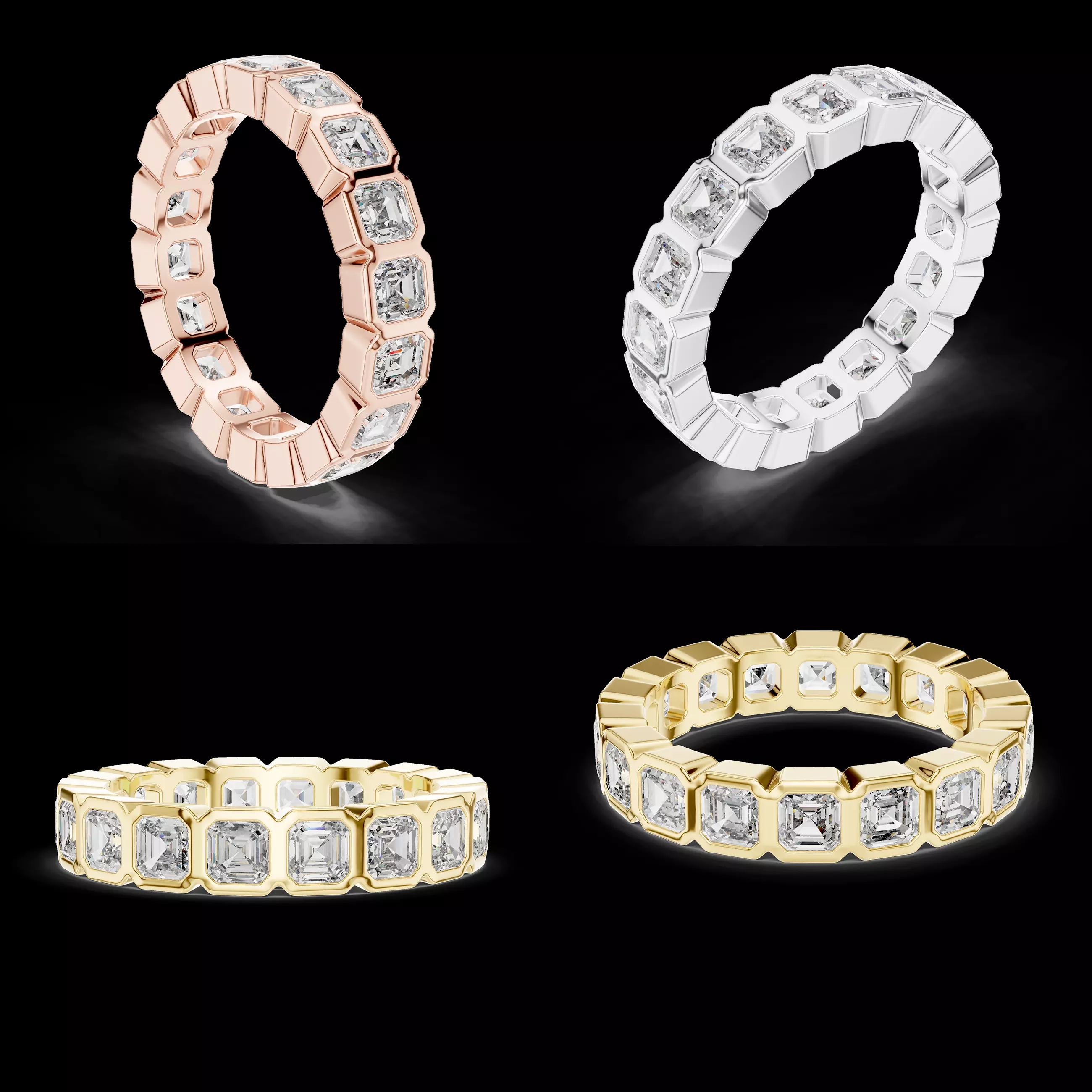 Square Bezel Eternity Band Ring Jewellery CAD Model 3D print model