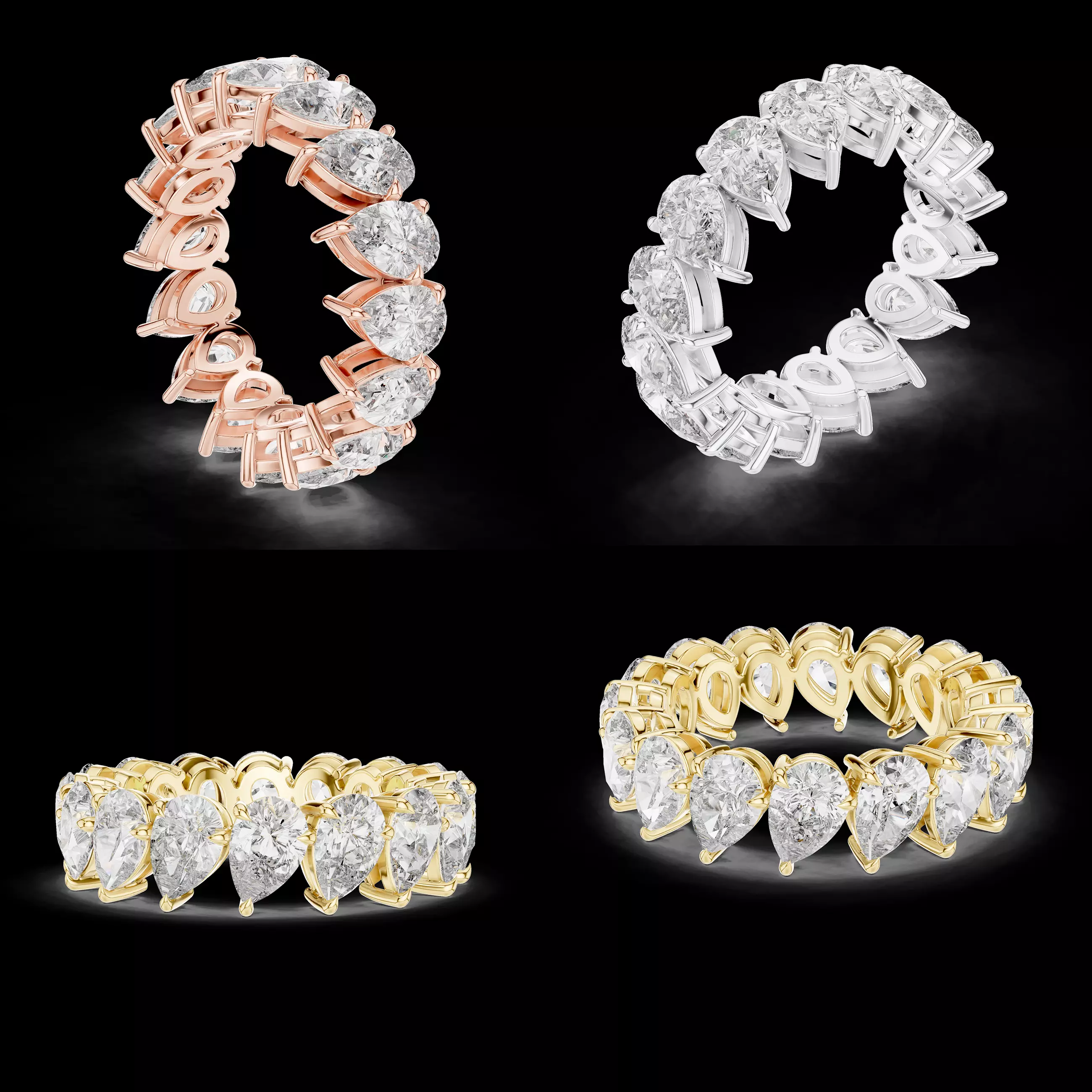 Pear Cut Eternity Band Ring Jewellery CAD 3D Model 3D print model
