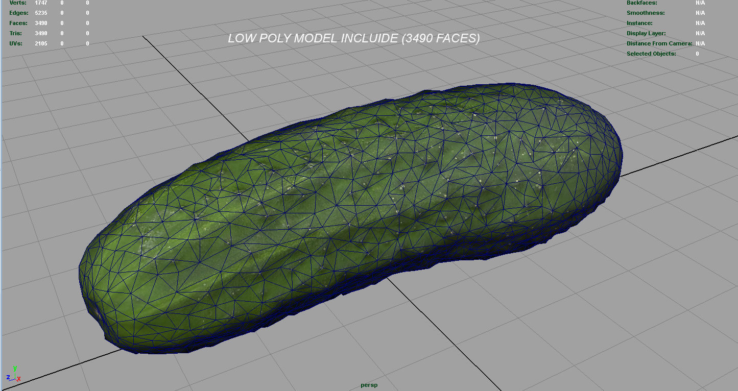 Cucumber Low-poly 3D model_13