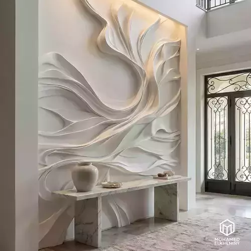  Modern Wave Relief Panel Wall Decor Set STL Mural CNC 368