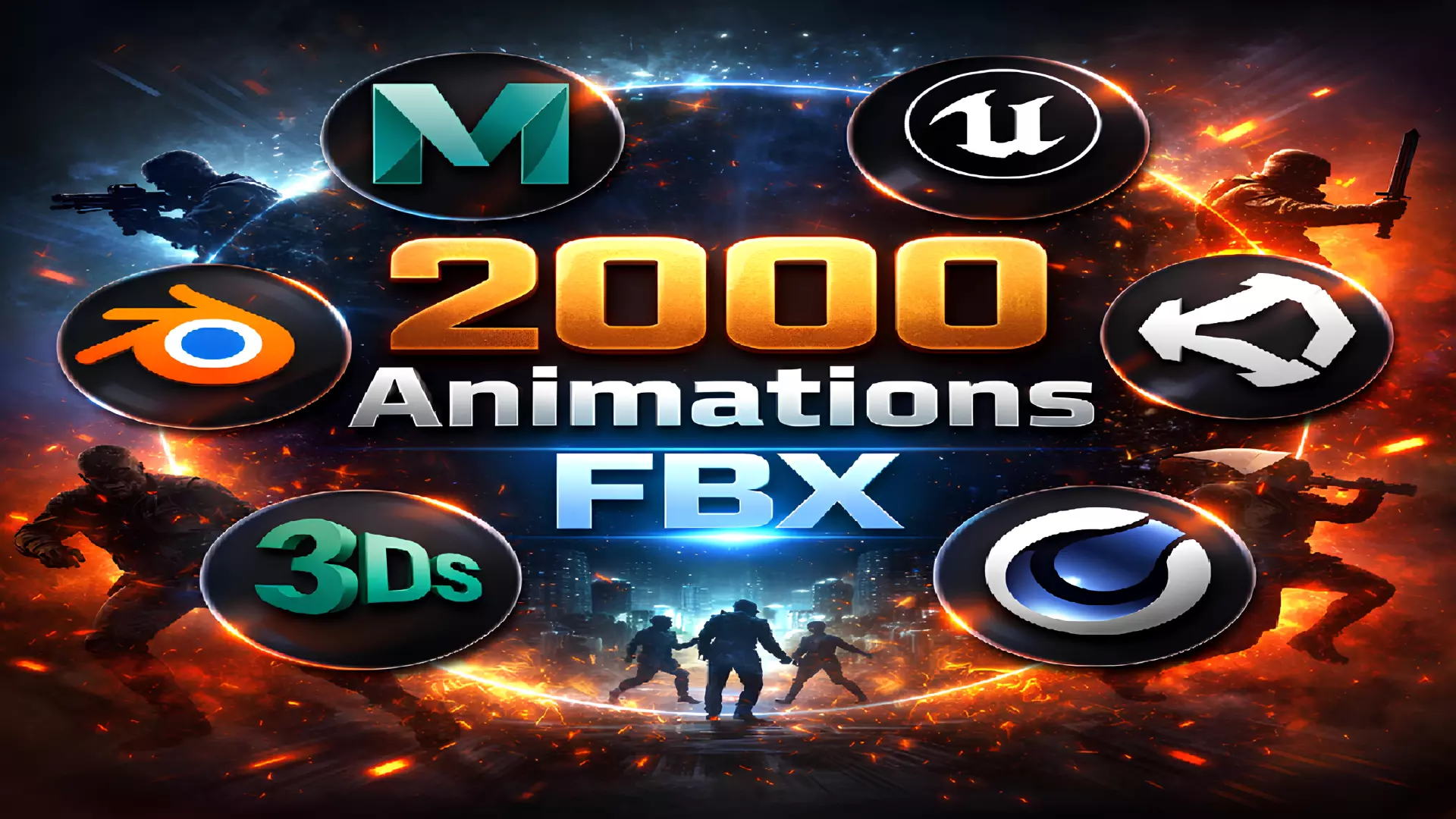 2000 Animation pack Fbx 3D model