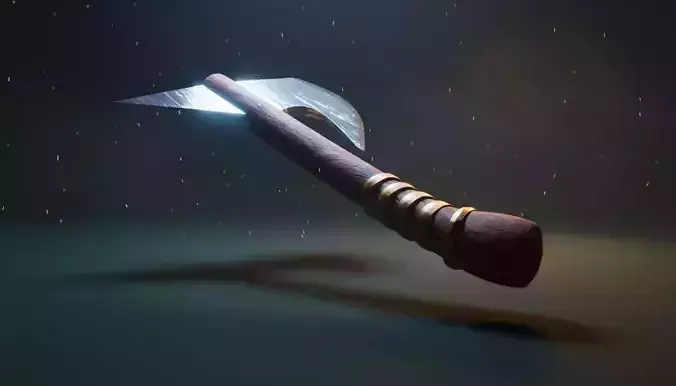 Stylized Dark Fantasy Bearded Axe Game Ready High Poly