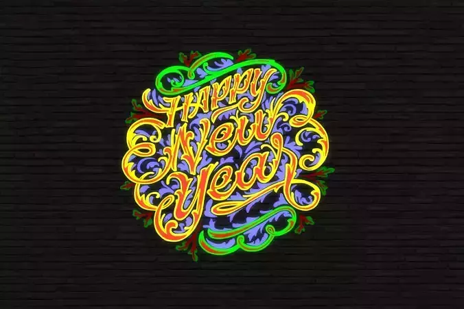 Happy New Year Sign - Word Art -1-