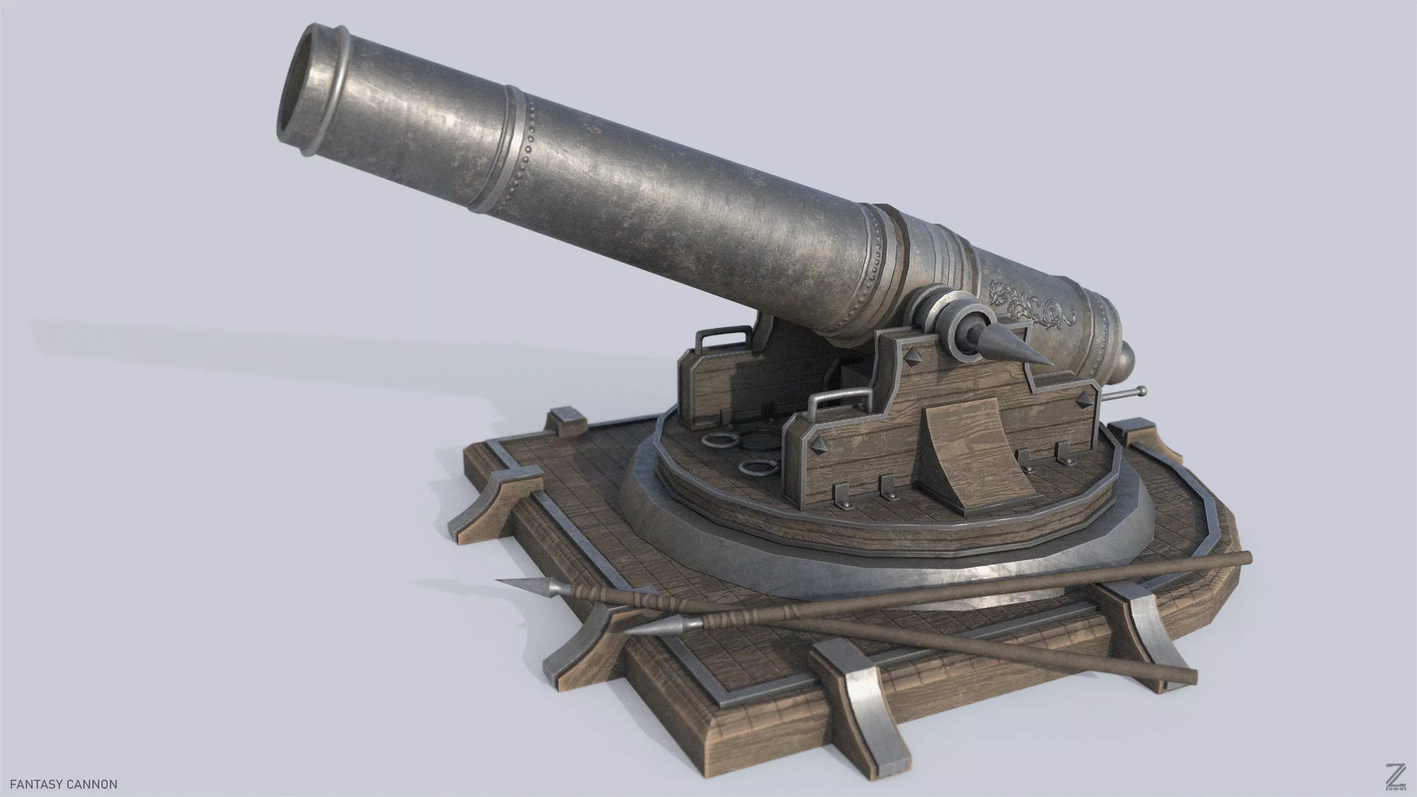 Fantasy cannon Low-poly 3D model