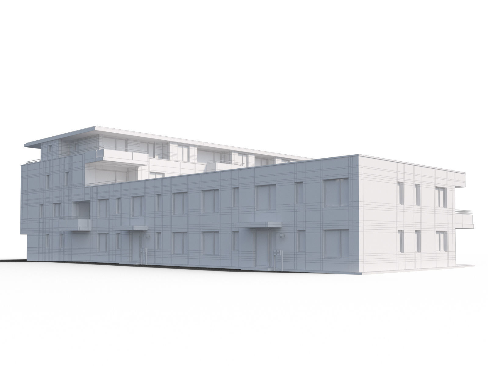 Modern appartment complex 3D model_3