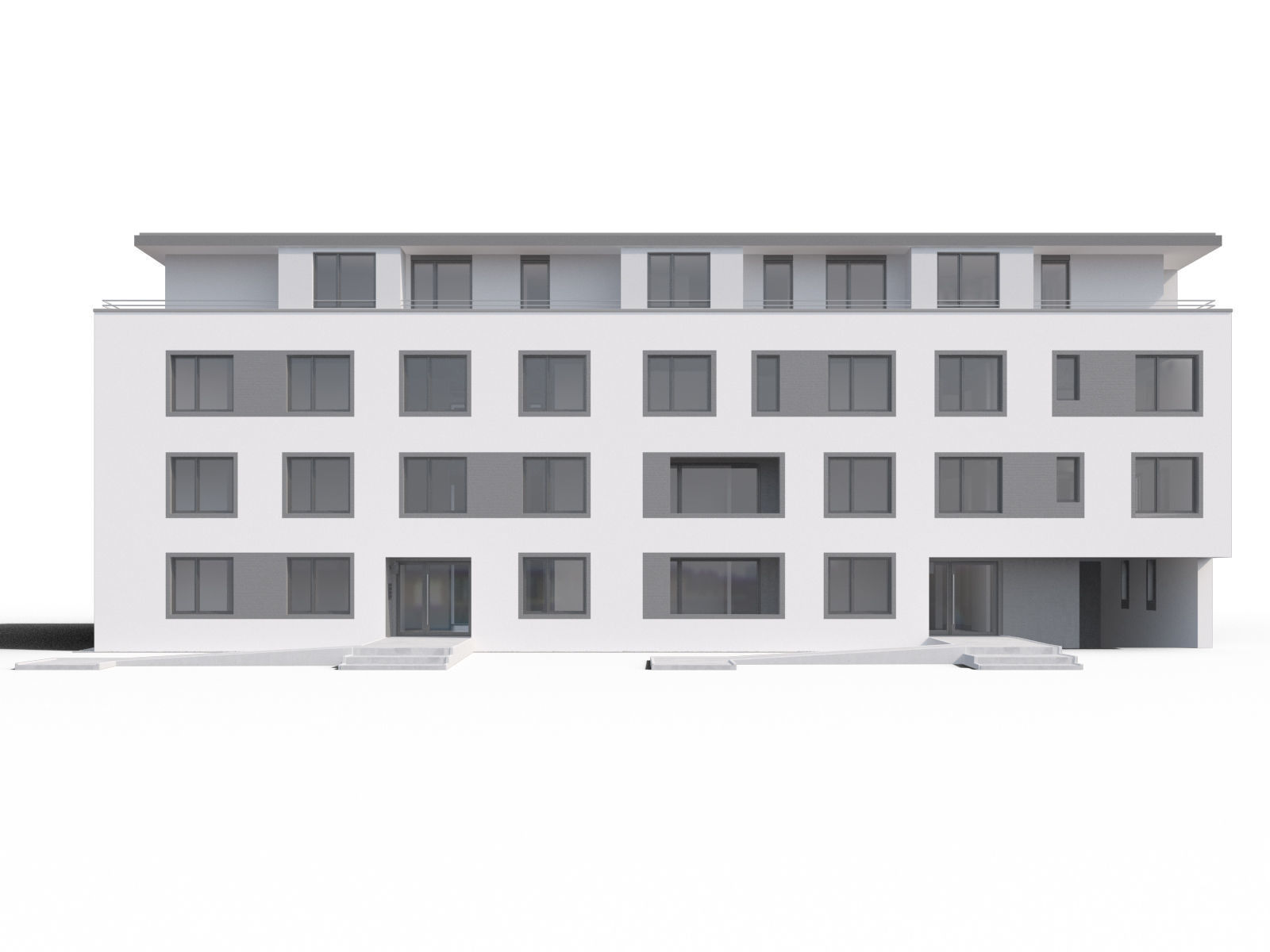 Modern appartment complex 3D model_10