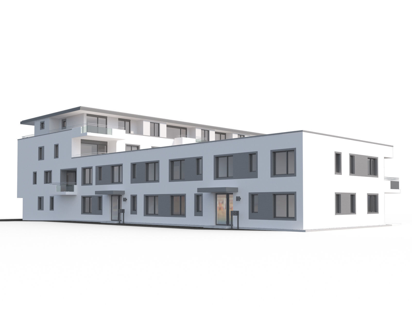 Modern appartment complex 3D model_2
