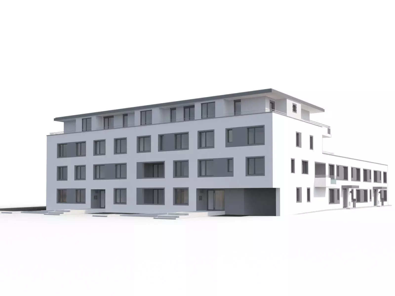 Modern appartment complex 3D model_0