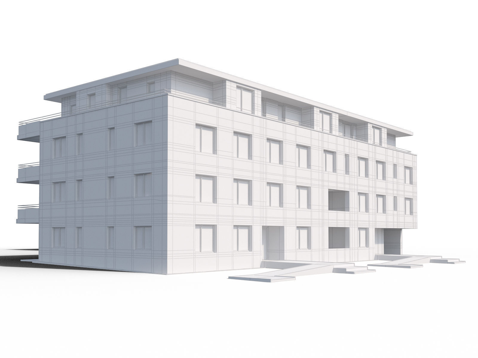 Modern appartment complex 3D model_7