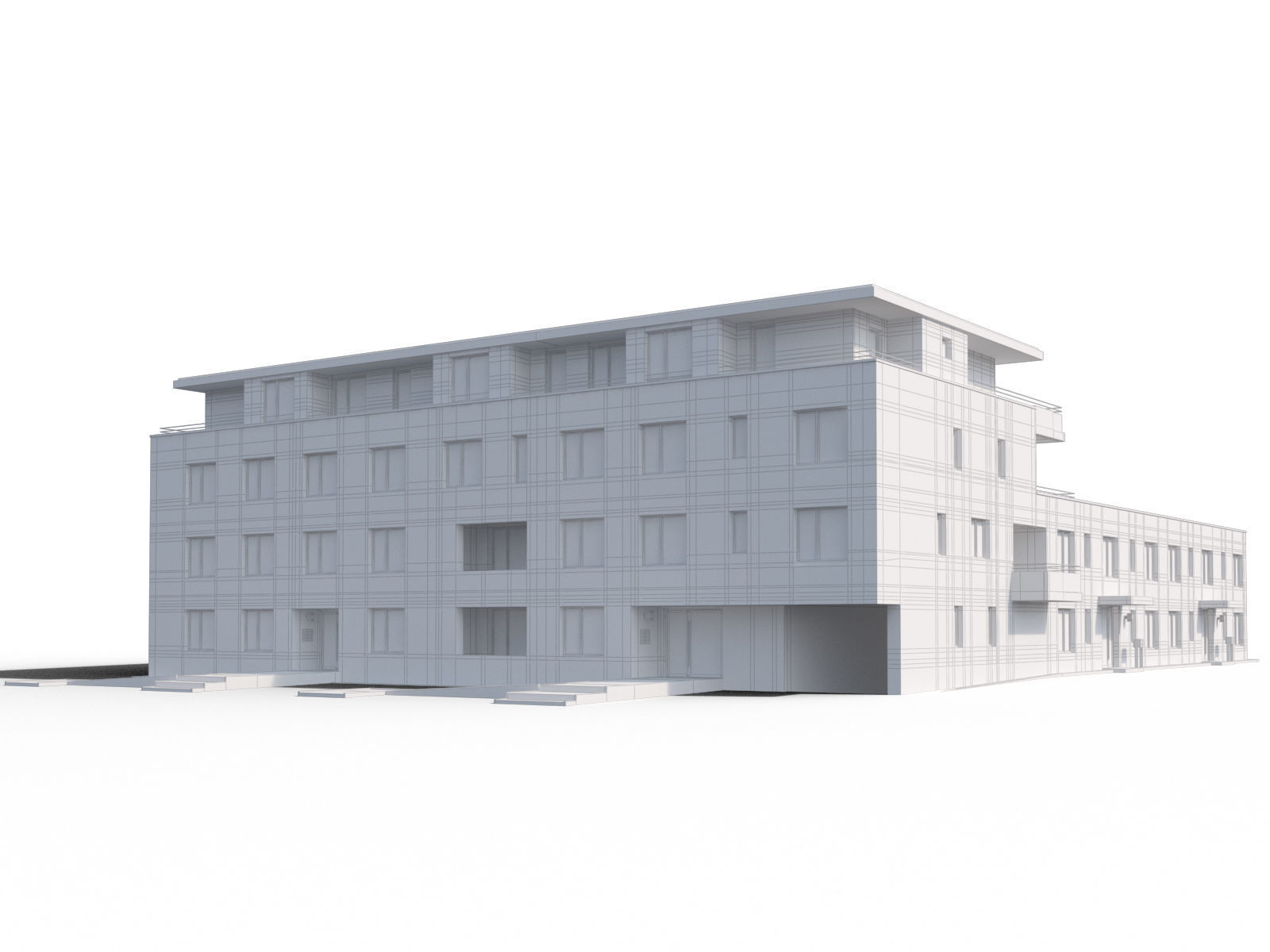 Modern appartment complex 3D model_1