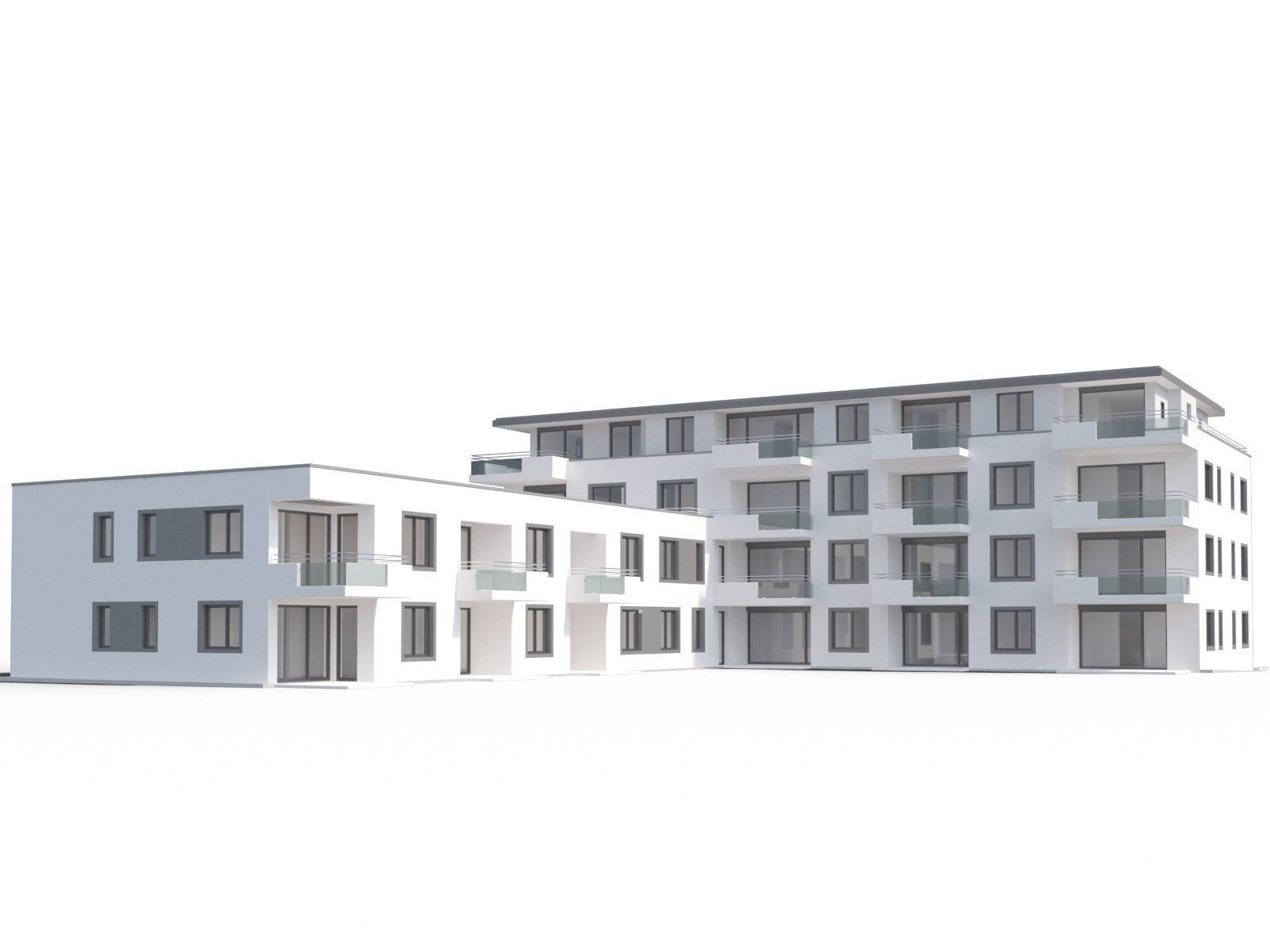 Modern appartment complex 3D model_4