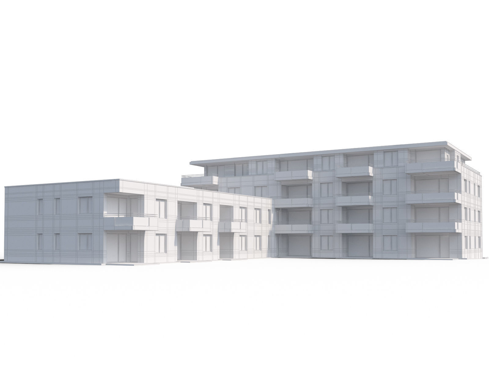 Modern appartment complex 3D model_5