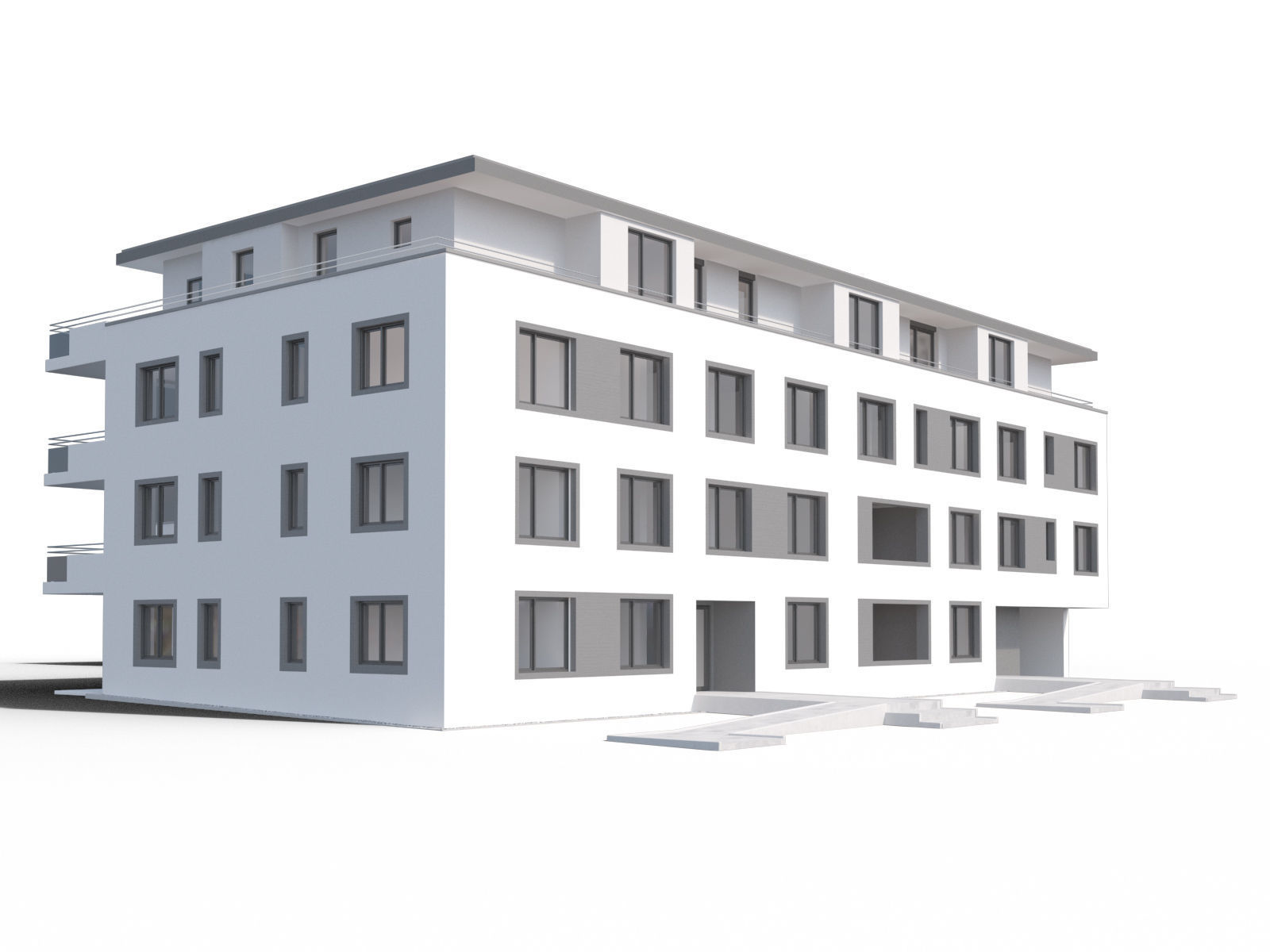 Modern appartment complex 3D model_6
