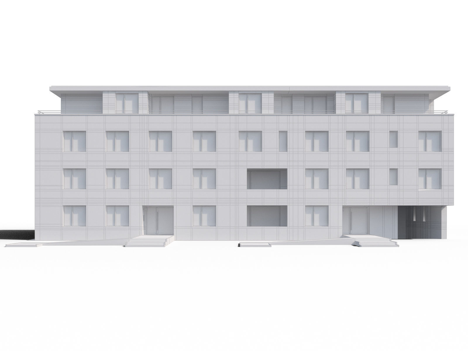 Modern appartment complex 3D model_11