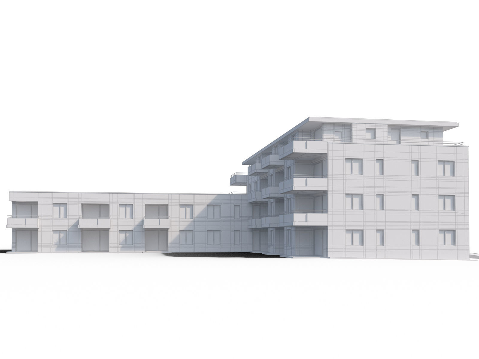 Modern appartment complex 3D model_9
