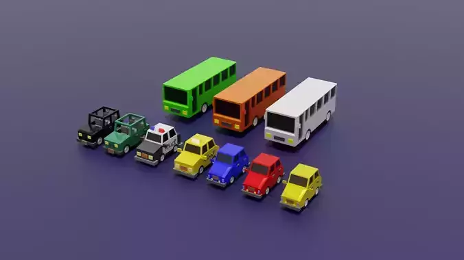 Low Poly Truck 3D Model Pack free VR / AR / low-poly 3D model | CGTrader
