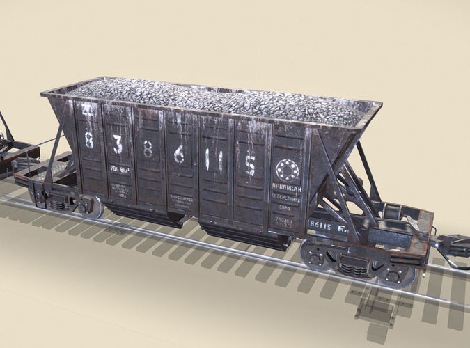 Railway Hopper Car vr3 Low-poly 3D model