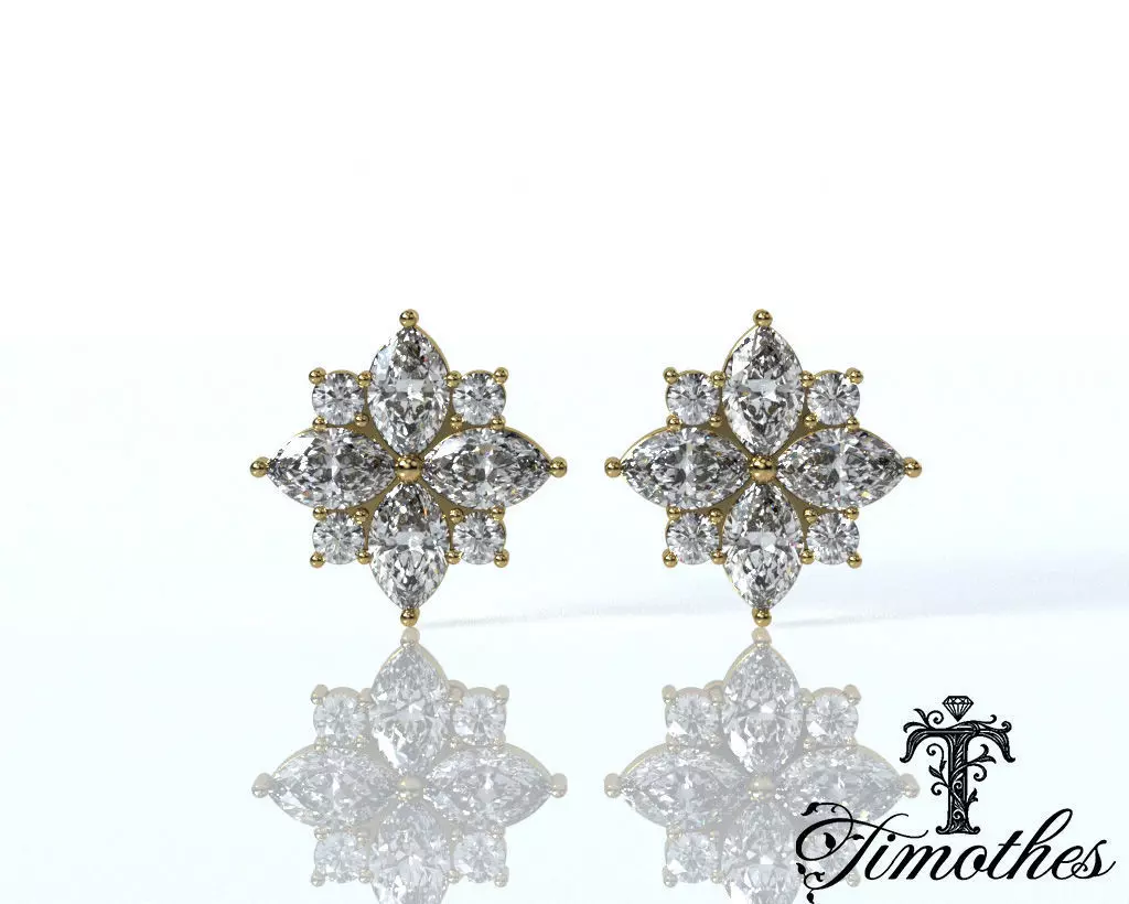 Timothes Diamond Earing 3D JewelryModel Printable 3D ER33 3D print model