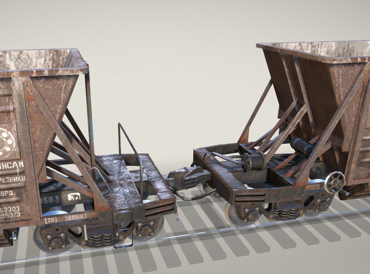 Railway Hopper Car vr2 Low-poly 3D model_2