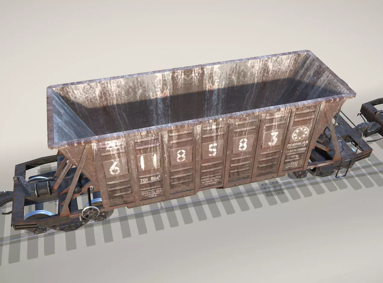 Railway Hopper Car vr2 Low-poly 3D model_0