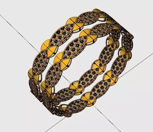 1430 Gold Floral Cutwork Bangle 7gm 3D print model