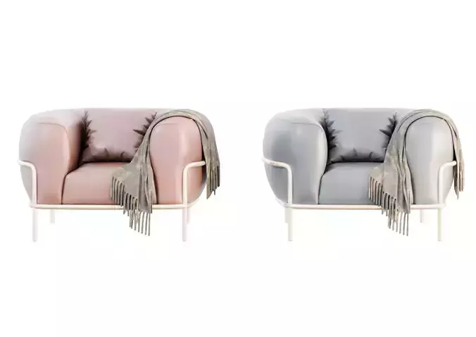 Luna Soft Armchair Low-poly 3D model 2