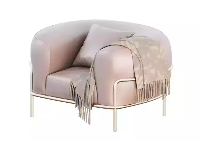 Luna Soft Armchair Low-poly 3D model 6