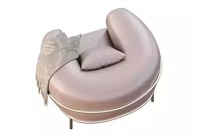 Luna Soft Armchair Low-poly 3D model 7