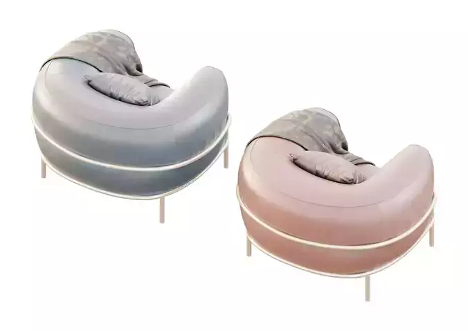 Luna Soft Armchair Low-poly 3D model 3
