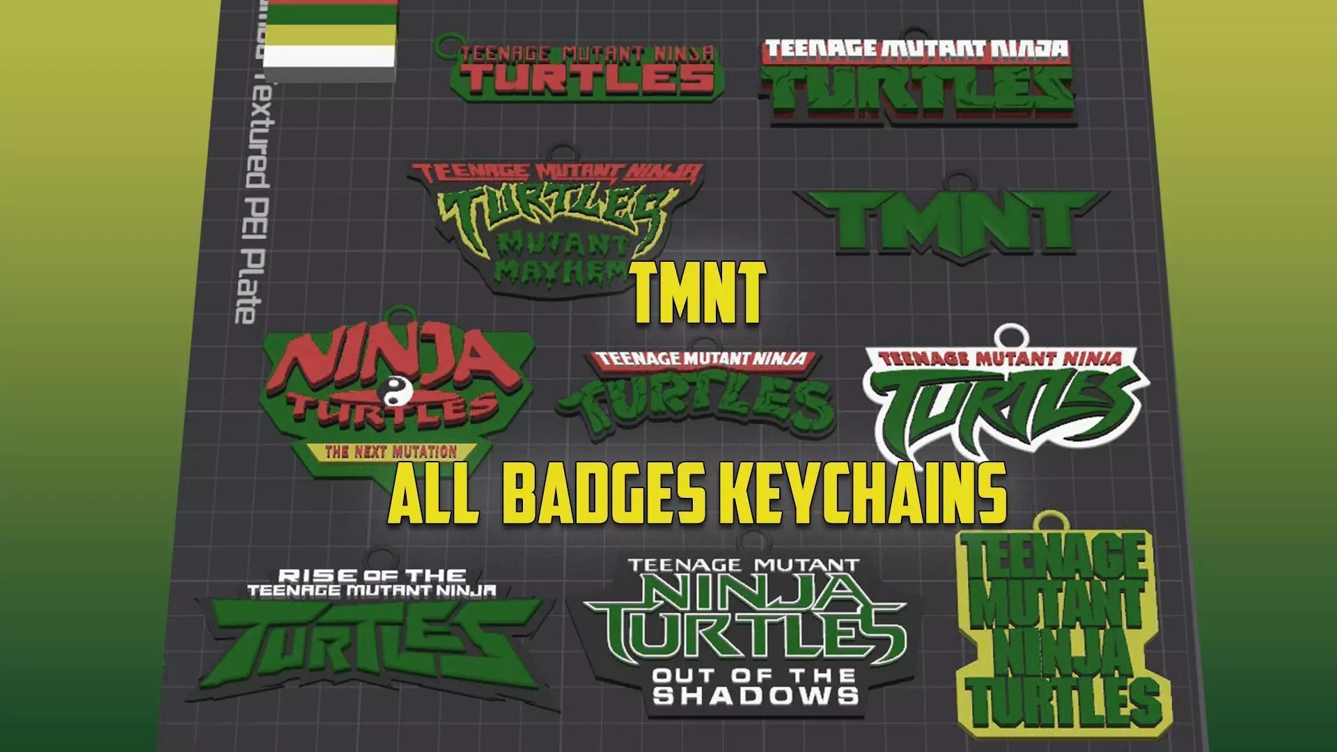 TMNT Keychains All Logo Badges 1984 2023 Printable v2 3D print model