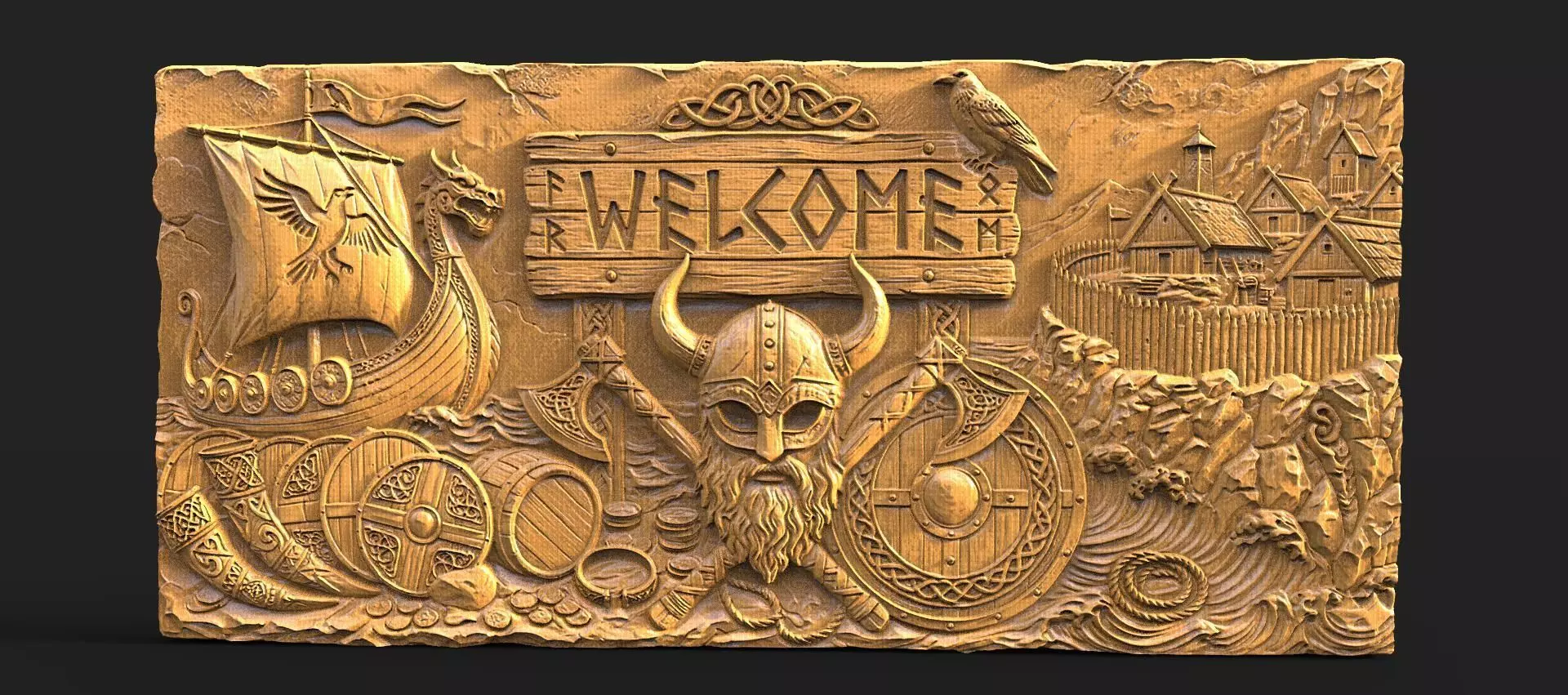 Viking welcome sign CNC 3D print model