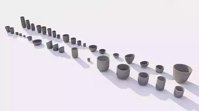 Dark Grey Plant Pot Collection 3D model